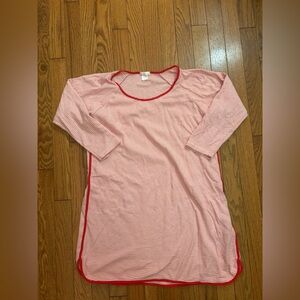 Lake Pima Long Sleeve Nightgown Pajamas Red Stripe